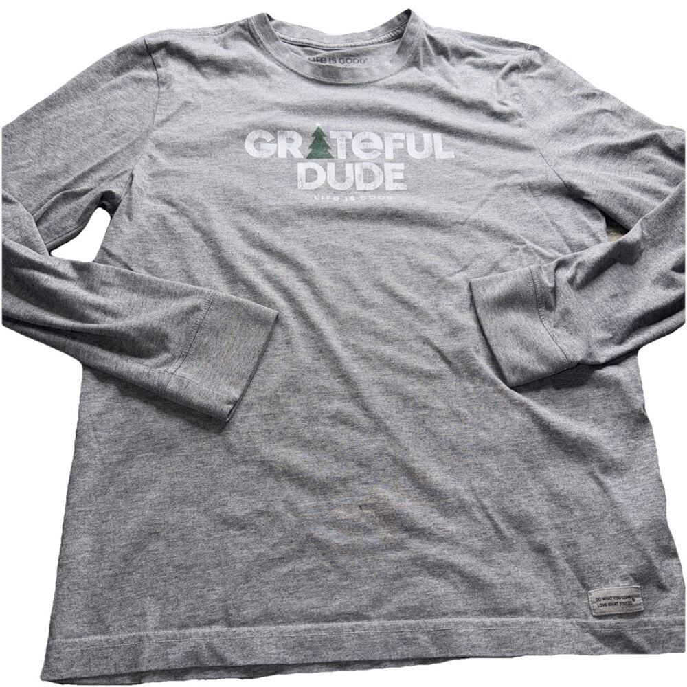 Life is Good Boy Long Sleeve Crusher Tee Grateful Dude Gray Size Medium (AD23)